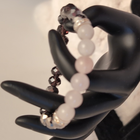 Avon| I Wish You Beaded Bracelet-LOVE- Pink Stone and Black Crytals Beads - Picture 5 of 9